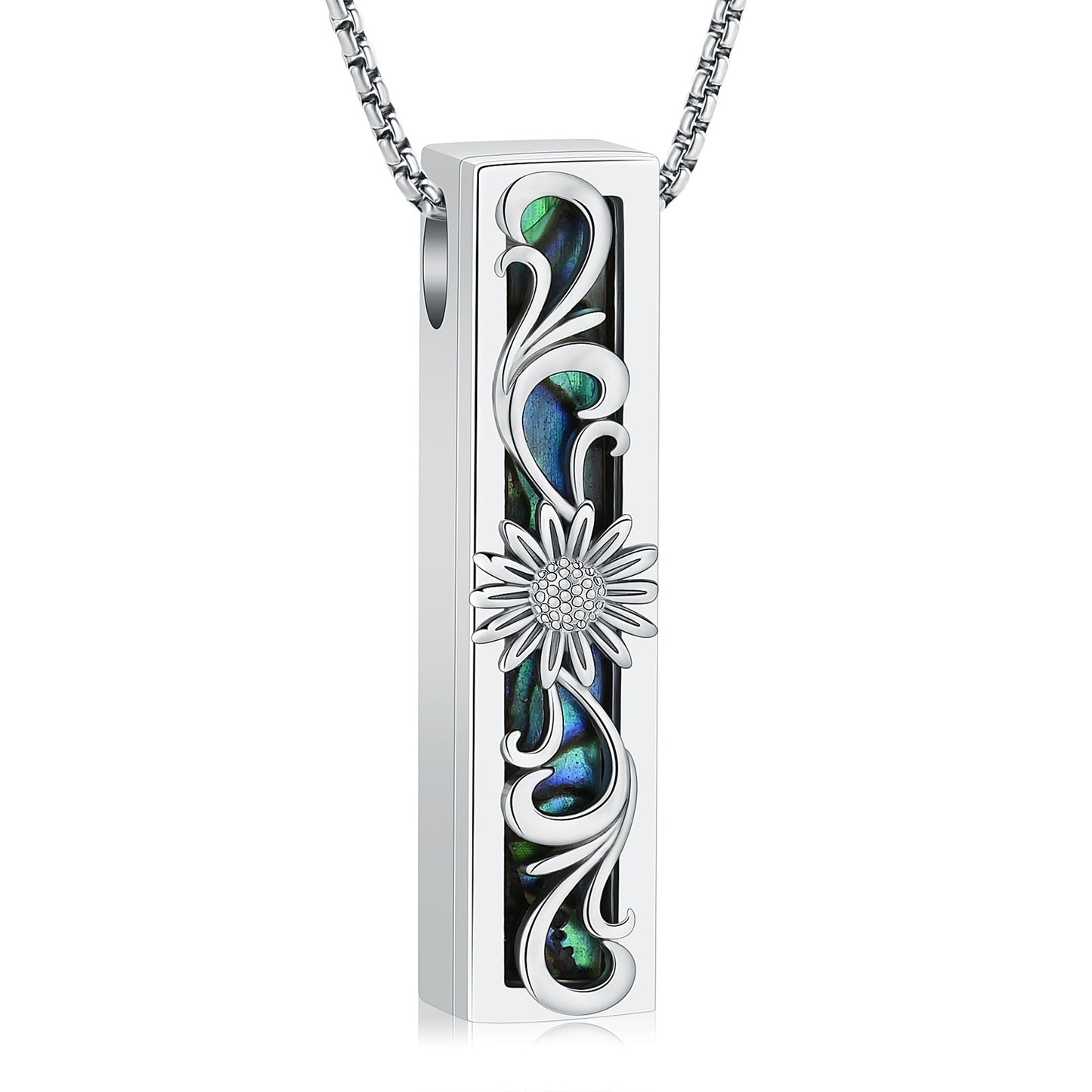 Daisy Vine Blue Background Ashes Necklace Pendant