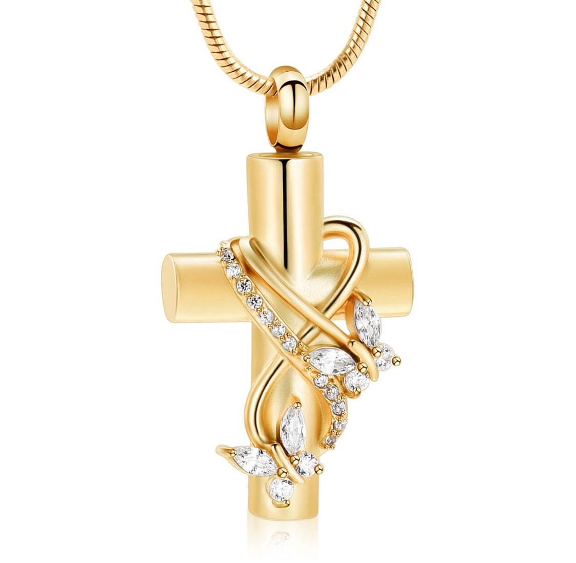Gold Cross Butterfly Heart Ashes Necklace Pendant