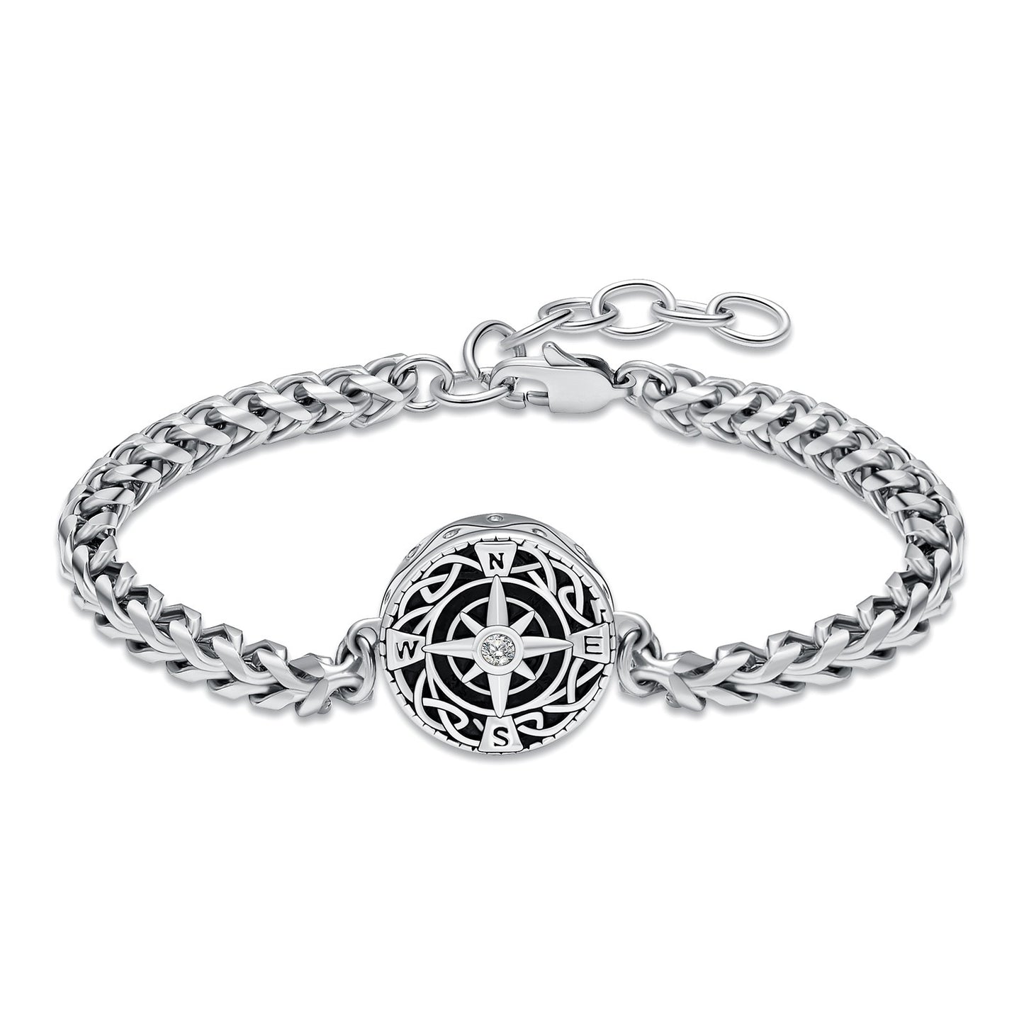 Silver Compass Ashes Bracelet 20cm