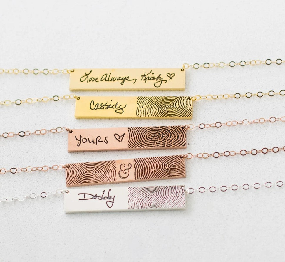 Custom Fingerprint Bar Necklace