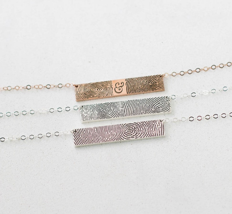 Custom Fingerprint Bar Necklace