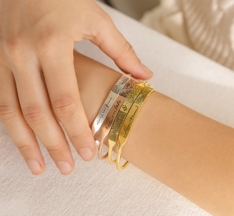 Custom Fingerprint Signature Cuff Bracelet