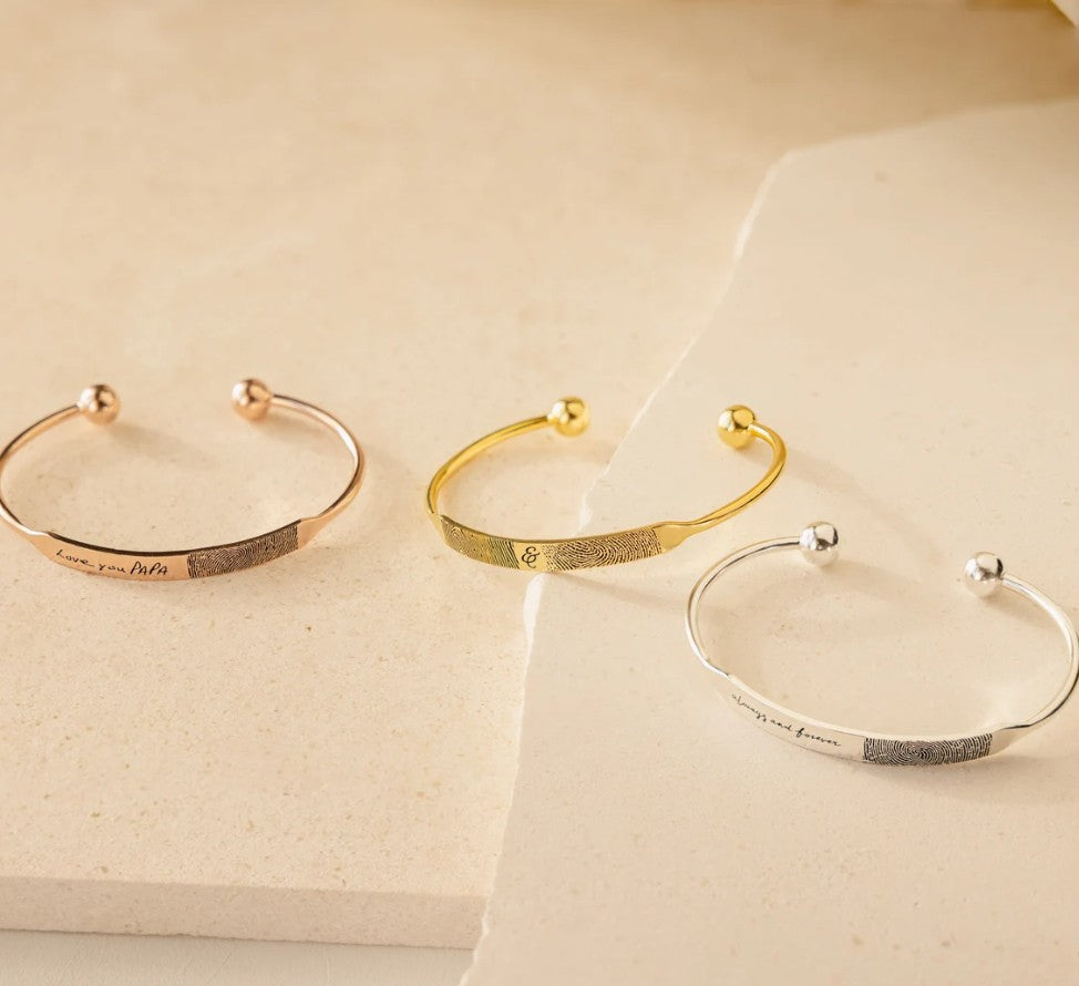 Custom Fingerprint Signature Cuff Bracelet