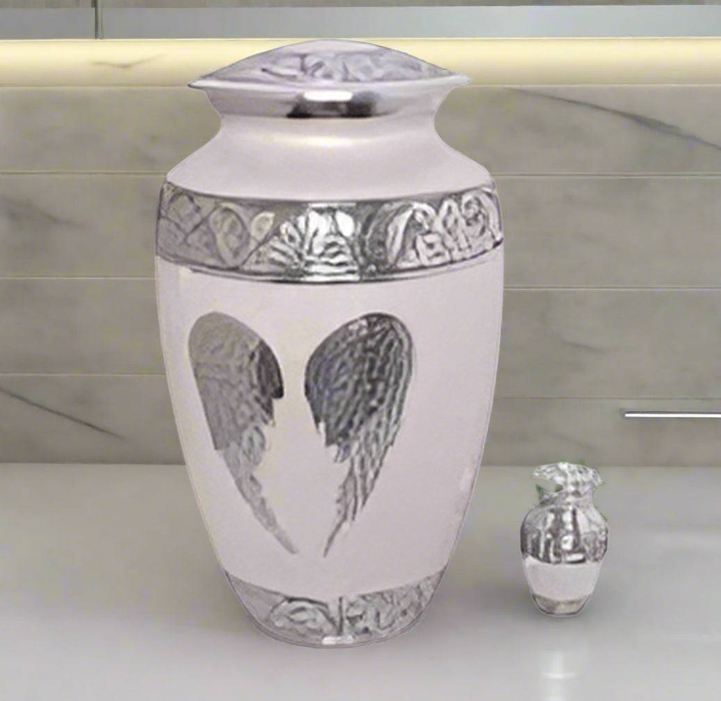 Elite Series Urn- White Angel Wings Urns w/FREE Keepsake