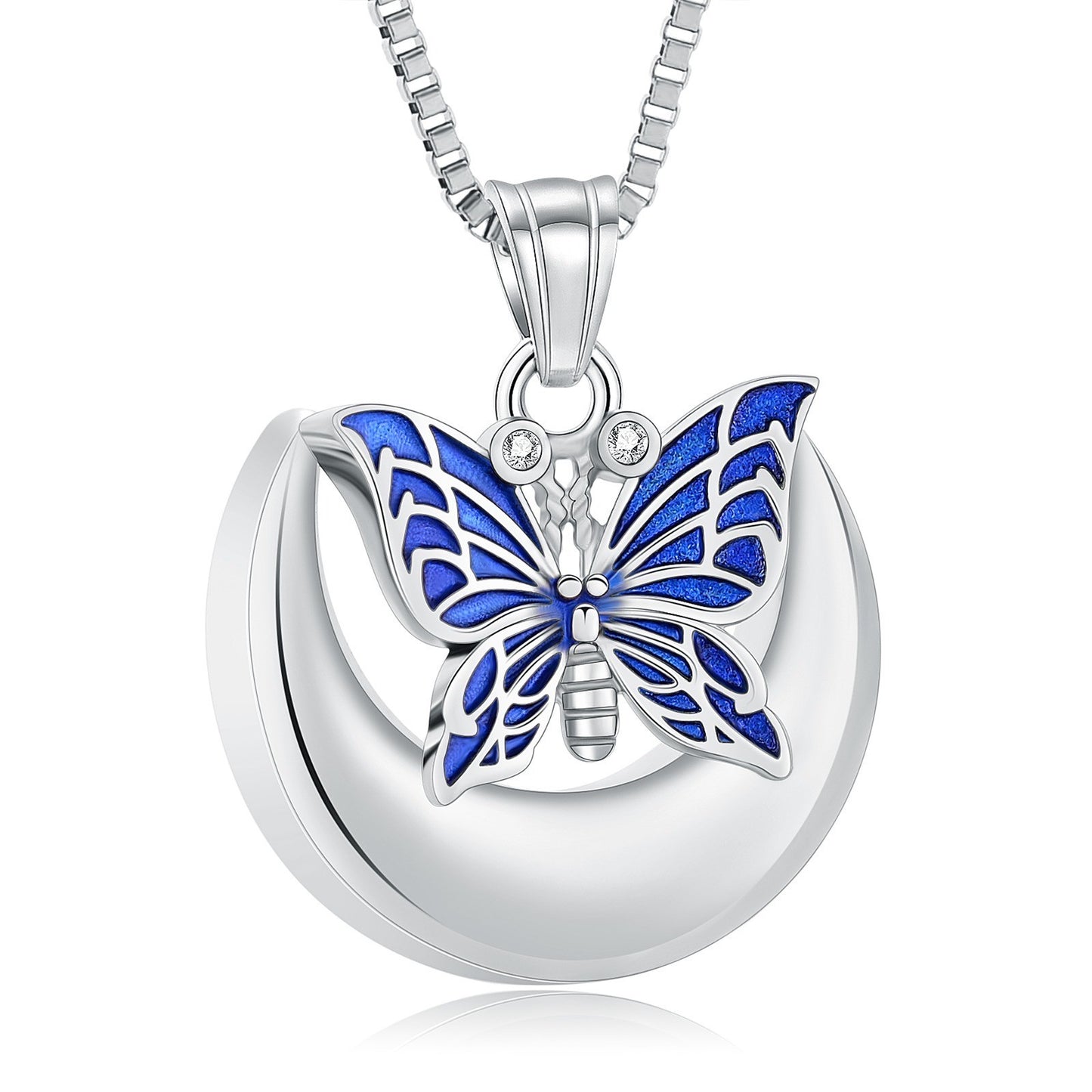 Silver Blue Butterfly Ashes Necklace Pendant