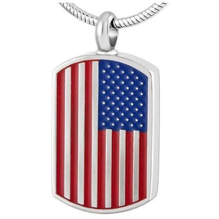 #051 Military U.S. Flag Dog Tag Cremation Jewelry Pendant Jewelry Never Forget You
