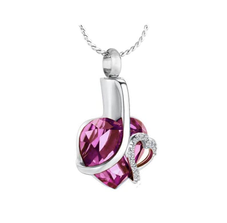 #005 Titanic Heart Ashes Necklace Pendant Jewelry Never Forget You Pink