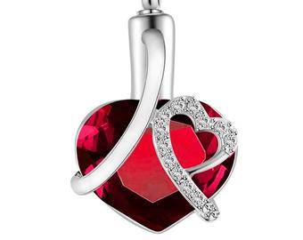 #005 Titanic Heart Ashes Necklace Pendant Jewelry Never Forget You Red
