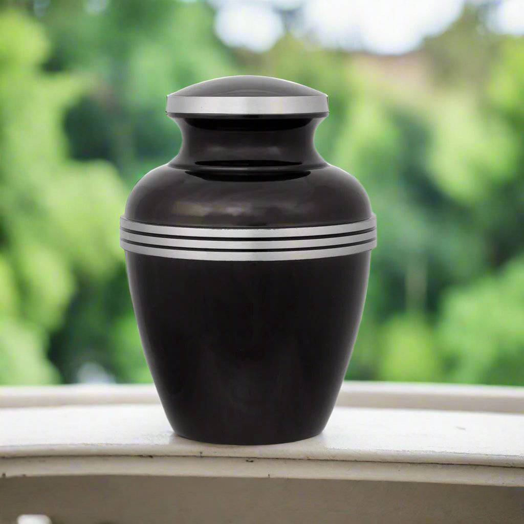 Dark Slate Banded Cremation Urn - Medium Full Size Urn NFY
