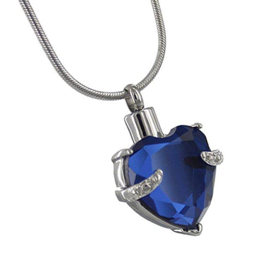 #008 Blue Colored Heart Ashes Necklace Pendant Jewelry Never Forget You