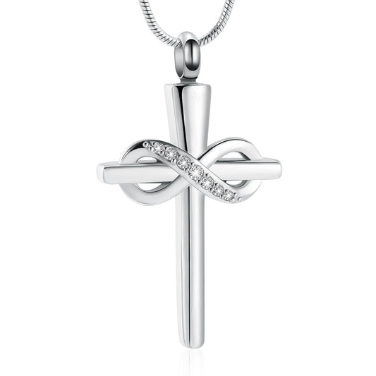 Infinity Cross Jewel Ashes Necklace Pendant