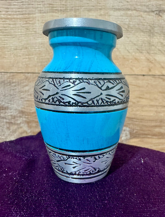 Blowout Aqua 3" Keepsake Size Ashes Urn