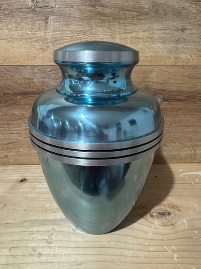 BLOWOUT Reflective Light Blue Full Sized Urn