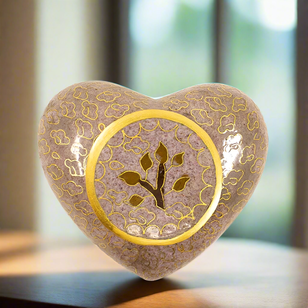 Tree of Life Heart Cremation Keepsake Urn - Cloisonne