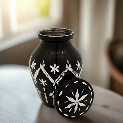 New Black Diamond Etched 3" Keepsake Size Ashes Urn