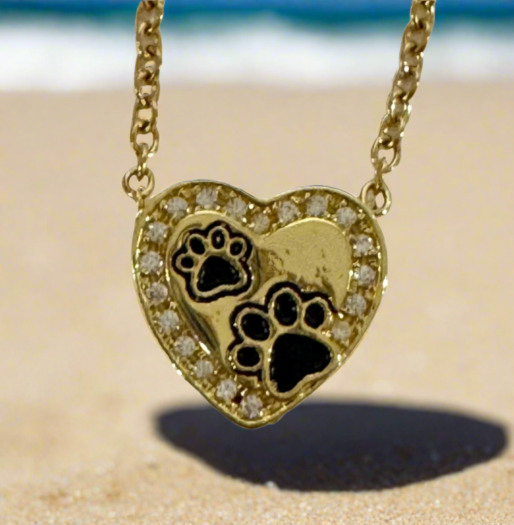 Pet Gold Heart Paw Print