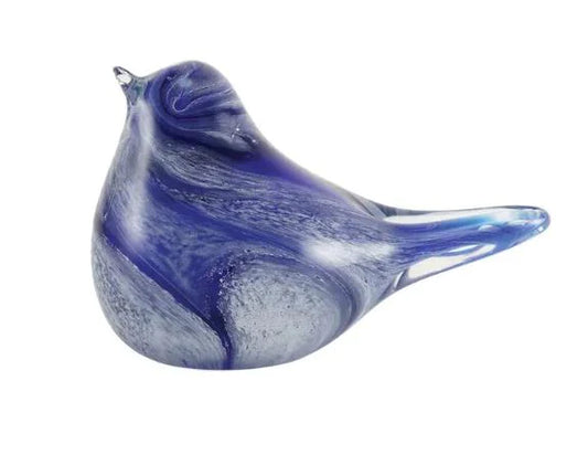 Blown Glass Azure Songbird Keepsake Urn