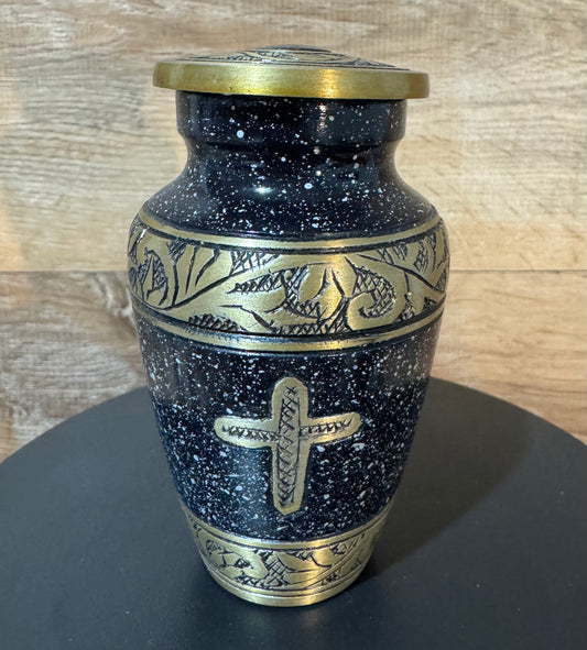 Blowout Black Cross 3" Keepsake Size Ashes Urn