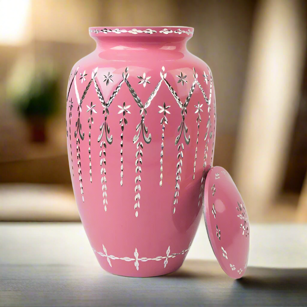 Pink Diamond Etch Large Size Urn