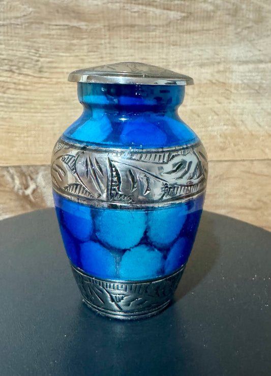 Blowout Blue 3" Keepsake Size Ashes Urn