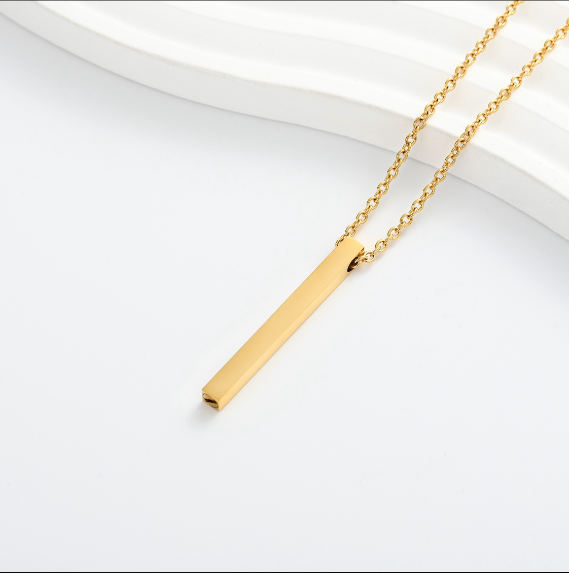 Thin Gold Rectangle Ashes Necklace Pendant