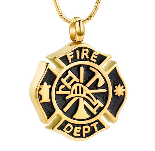 Black Gold Fireman Ashes Necklace Pendant