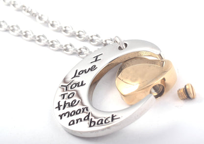 I Love You To The Moon & Back Ashes Necklace Pendant