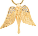 Gold Angel Diamond Wings Ashes Necklace Pendant