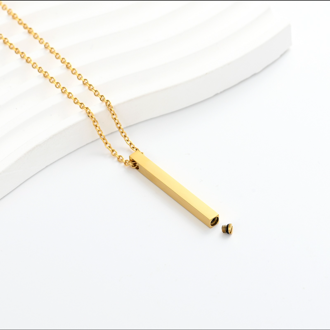 Thin Gold Rectangle Ashes Necklace Pendant