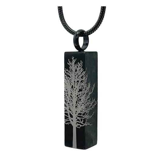 Black Pillar Tree Ashes Necklace Pendant