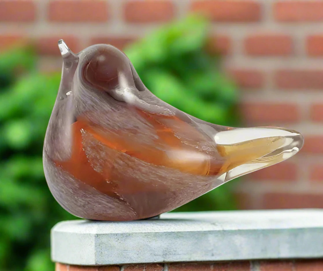 Blown Glass Amber Songbird Keepsake Urn Keepsake Urn NFY