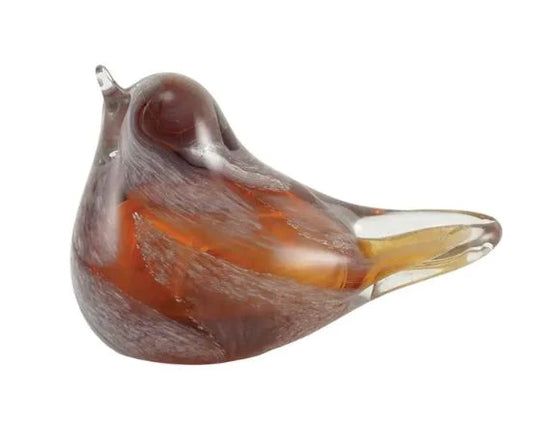 Blown Glass Amber Songbird Keepsake Urn