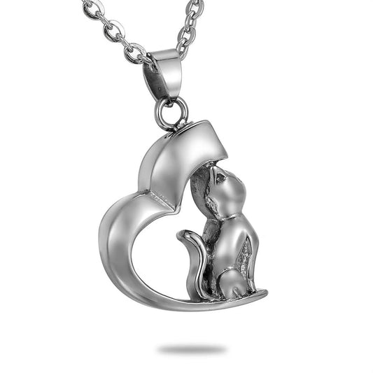 Pet Kitty Heart Ashes Necklace Pendant