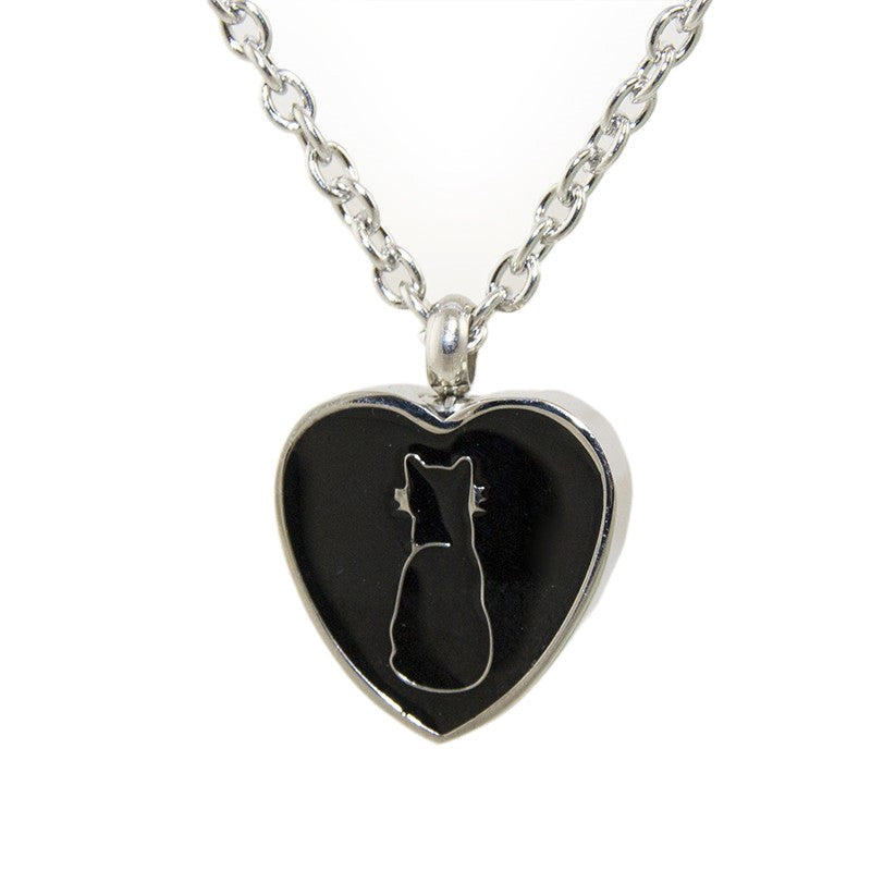 Pet Black Heart Cat Ashes Necklace Pendant