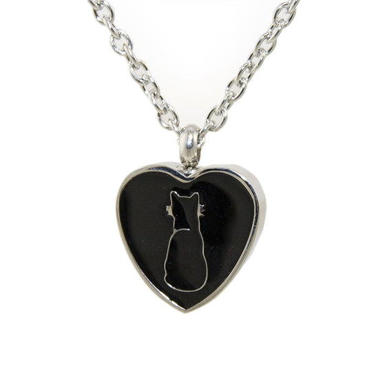 #P20 Black Heart Cat Ashes Necklace Pendant