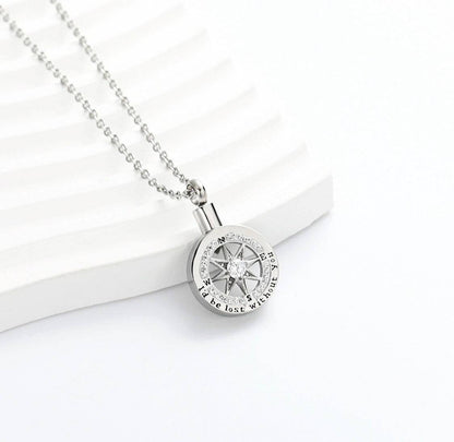 #108 I’d Be Lost Without You Compass Ashes Necklace Pendant Jewelry Never Forget You