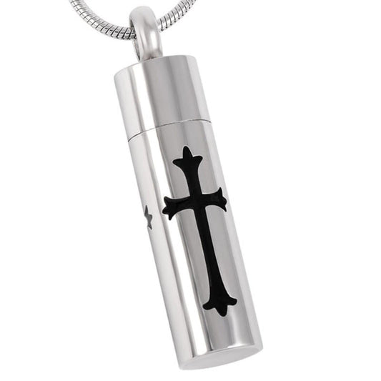 #162 Cylinder Cross Ashes Necklace Pendant