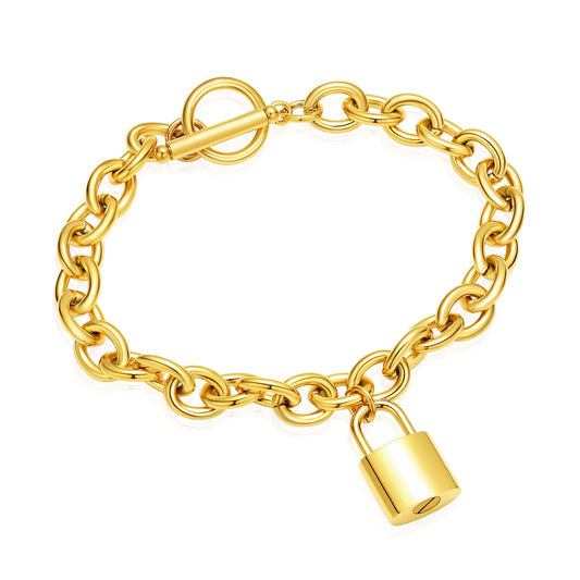 #010B  Golden lock Bracelet 20cm