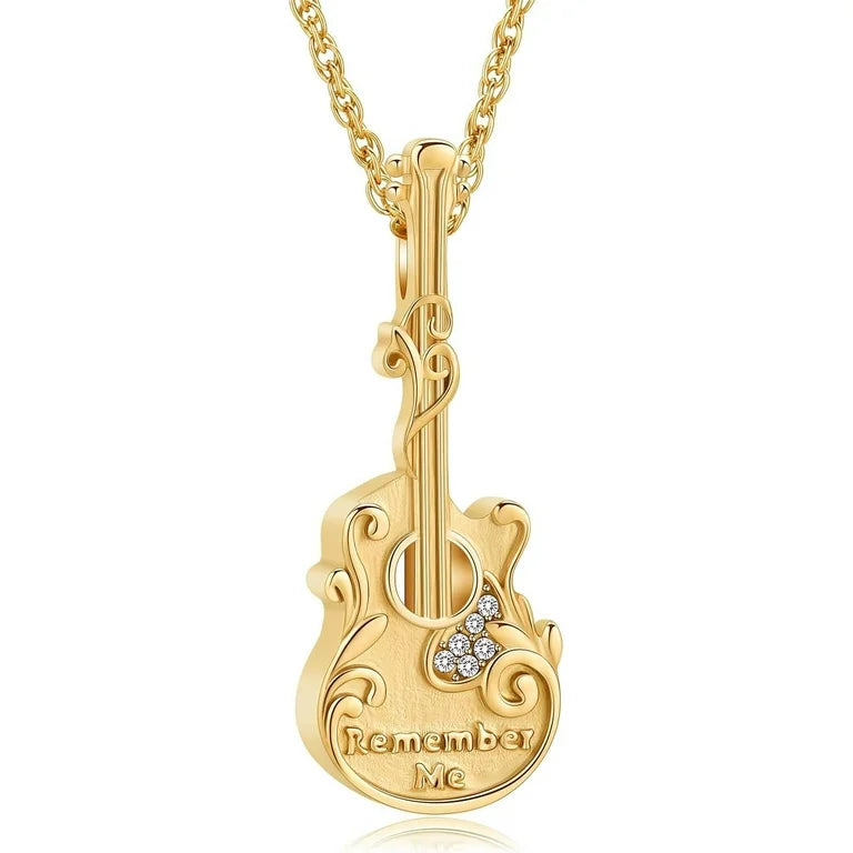 Gold Guitar Ashes Necklace Pendant