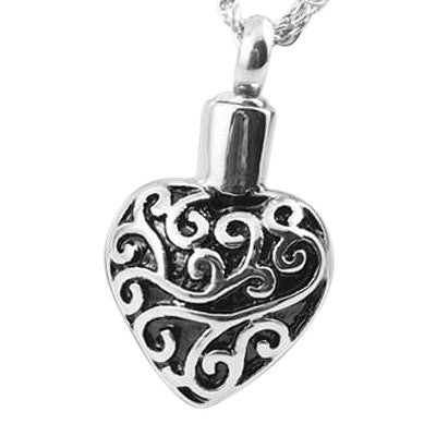 Filigree Heart Ashes Necklace Pendant