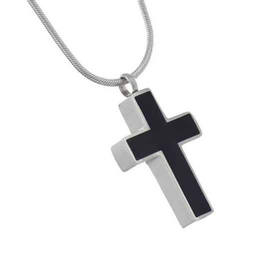 #058 Black Cross Cremation Cremation Ashes Necklace Jewelry Never Forget You