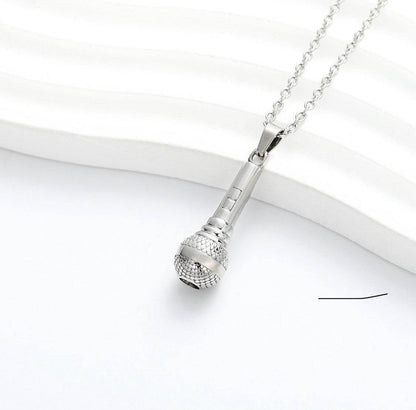 #109 Microphone Ashes Necklace Pendant Jewelry Never Forget You