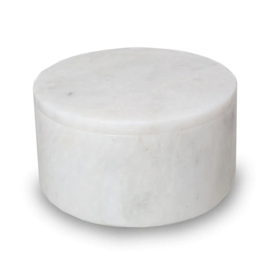 New White Marble Circular Keepsake Urn