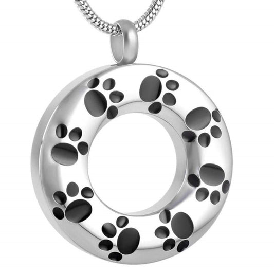 #P19 Paw Circle Ashes Necklace Pendant