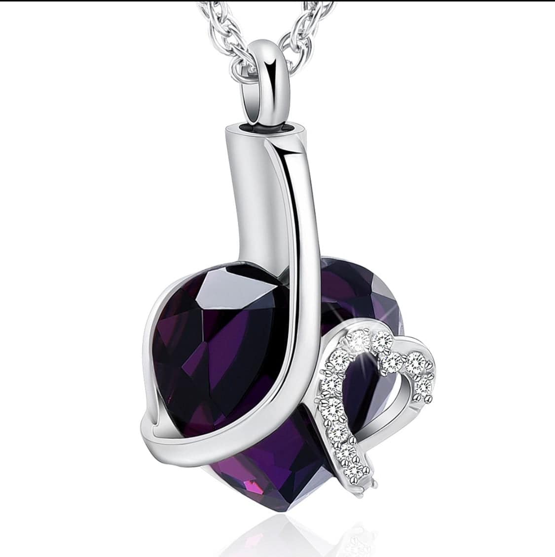 #005 Titanic Heart Ashes Necklace Pendant Jewelry Never Forget You Purple