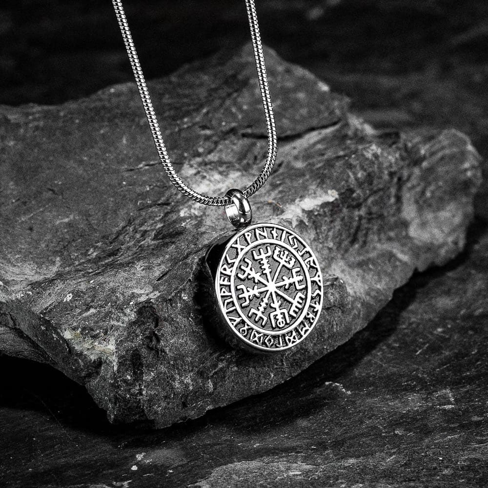 Viking Runic Rune Compass Ashes Necklace Pendant