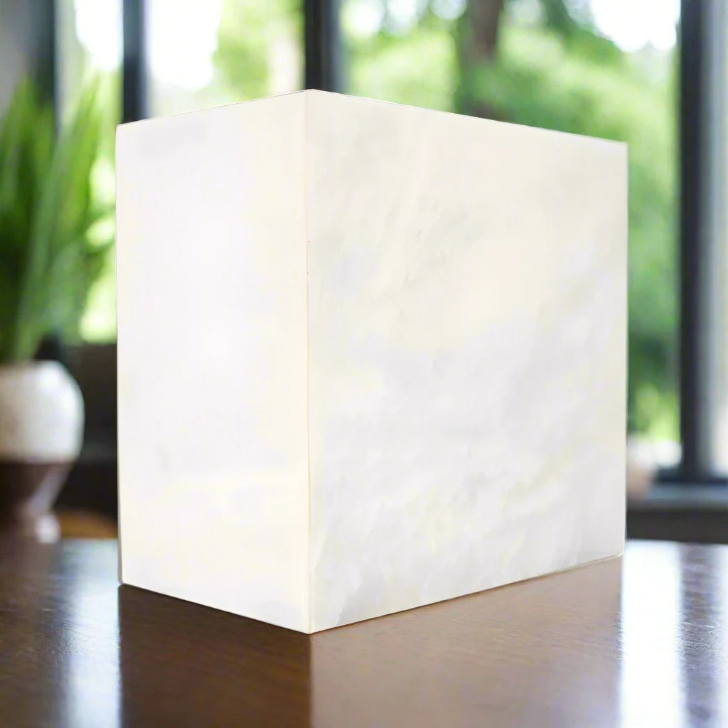 Genuine White Pearl Marble Hand Carved Beautiful Full size Rectangle Urn Full Size Urn NFY