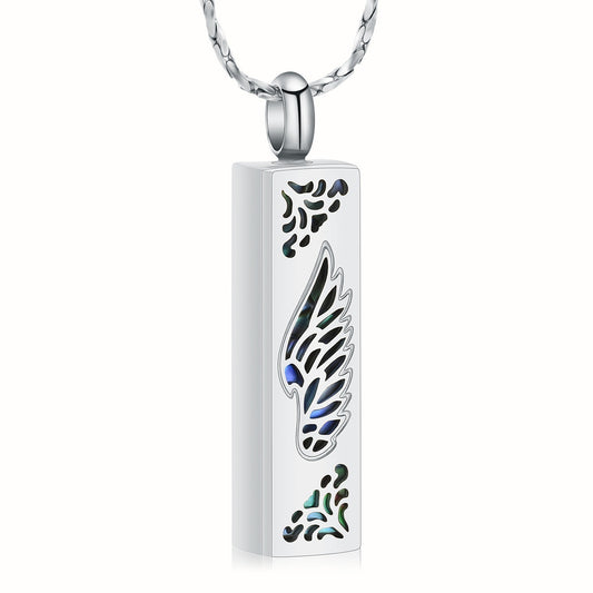 Winged Cylinder Ashes Necklace Pendant
