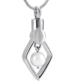 Diamond Faux Pearl Ashes Necklace Pendant