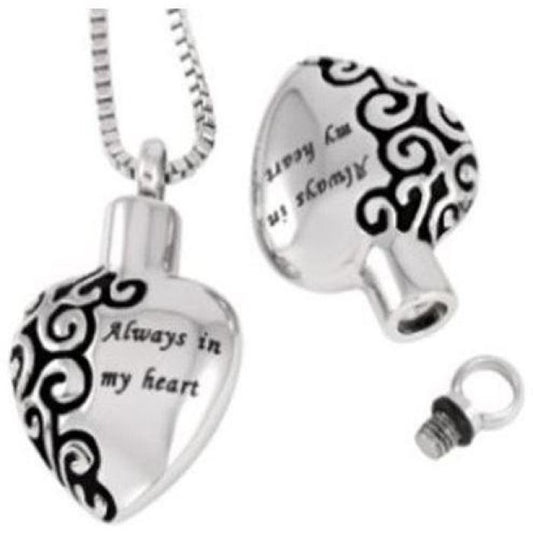 #020 Always In My Heart Ashes Necklace Pendant Jewelry Never Forget You